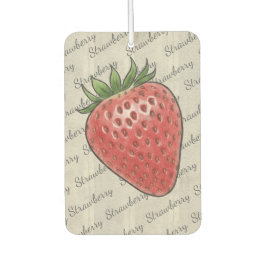Trendy script pattern Natural wood Strawberry Chic Autolufterfrischer