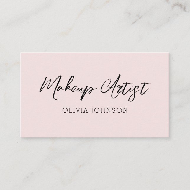 Trendy Script Pink Makeup Artist Business Cards  Visitenkarte (Vorderseite)