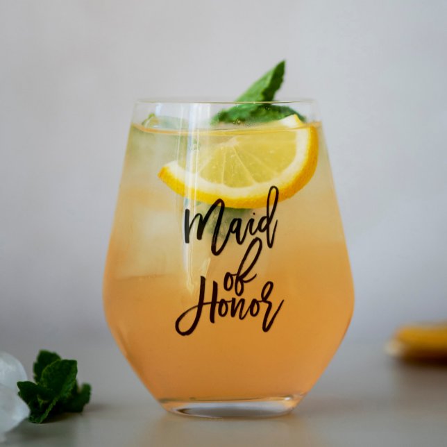 Trendy Script "Trauzeugin" Personalisiert Weinglas Ohne Stiel (Von Creator hochgeladen)