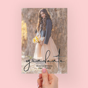 Trendy Script Two Photo Graduation  Announcement Ankündigung