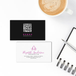 Trendy Script Viva Magenta QR CODE Business Card Visitenkarte