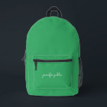Trendy Sea Green Solid Color Stilvolle Schreibschr Bedruckter Rucksack<br><div class="desc">Moderne,  moderne und Niedliche Vorlagen hochladen Bild- oder Firmenlogo Foto mit kalligrafischem Skriptnamen oder Tonmeer-grünem Farbzubehör / Taschen & Wallets / Rucksack.</div>