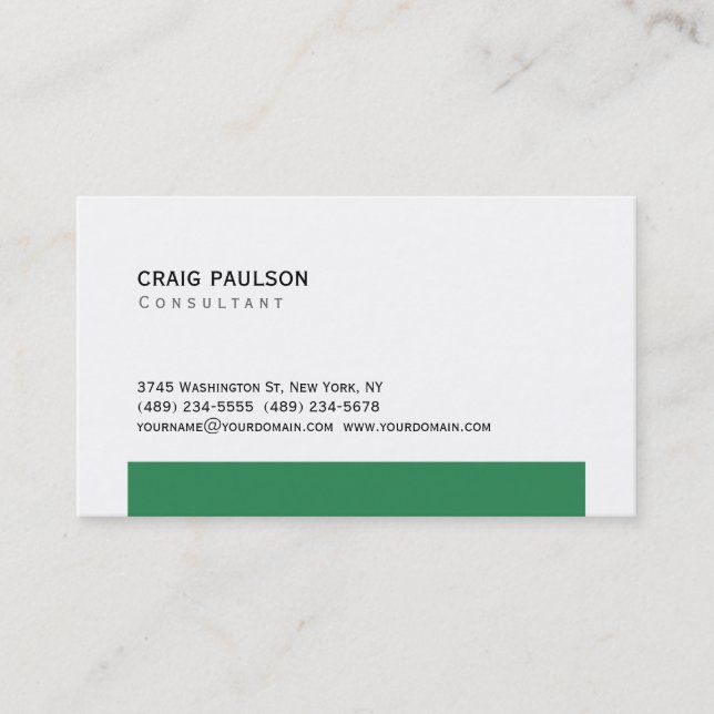 Trendy Sea Green White Attraktive Business Card Visitenkarte (Vorderseite)