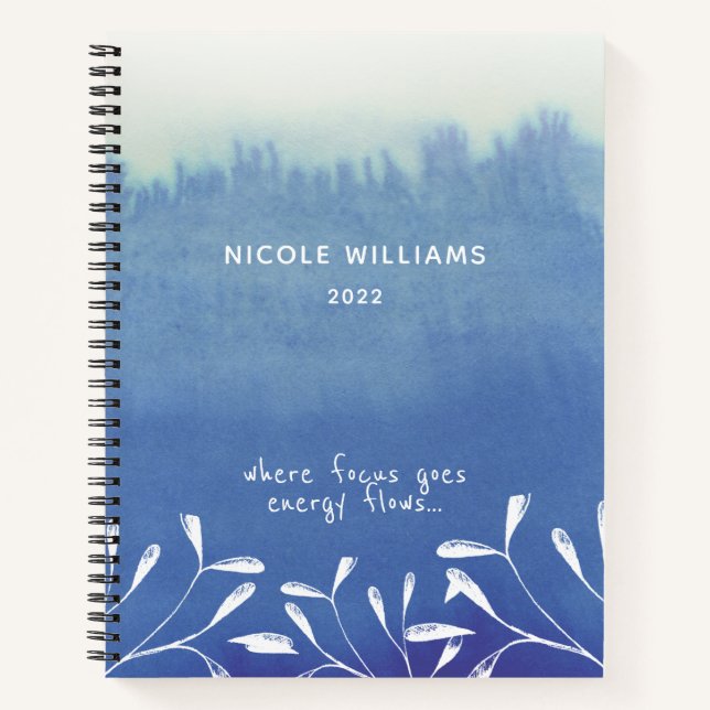 Trendy Seafoam Blue Ombre Watercolor Journal Notizbuch (Vorderseite)