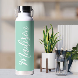 Trendy Seafoam Green Personalisiert Name Trinkflasche