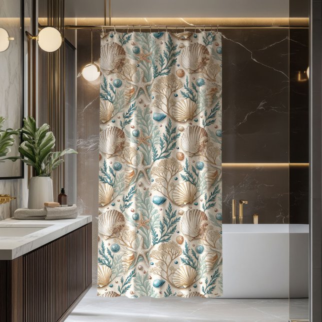Trendy Seaside Curtain Pastel Maritime Bath Look Duschvorhang (Trendy Seaside Curtain Pastel Maritime Bath Look)