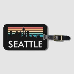 Trendy Seattle Washington Retro Sunset Skyline Gepäckanhänger