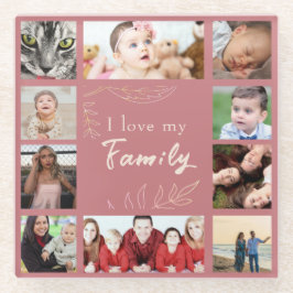 Trendy Sentimental I Liebe My Family Foto Collage Glasuntersetzer