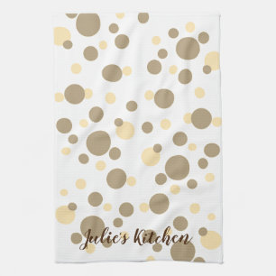 Trendy Sepia Pokka-Dot Personalize Name Geschirrtuch
