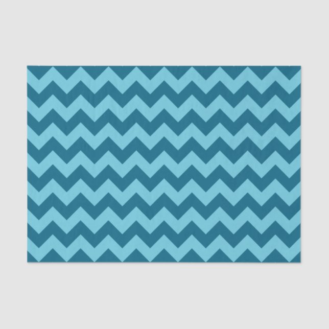 Trendy Shades of Blue Zickzack Pattern Seidenpapier (Vorderseite)