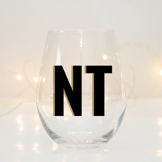 Trendy Shadow Monogram Wedding Customized Stemless Weinglas Ohne Stiel (Von Creator hochgeladen)