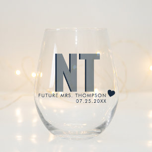 Trendy Shadow Monogram Wedding Customized Stemless Weinglas Ohne Stiel