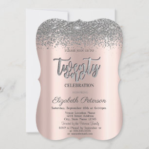 Trendy Silver Diamonds Rose Gold 21. Geburtstag Einladung