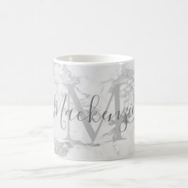 Trendy Silver Foil Marble Monogram Kaffeetasse