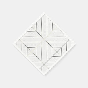 Trendy Silver Geometric Muster Weiße Stilkunst Serviette