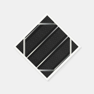 Trendy Silver Geometric Pattern Schwarz Stilvolle  Serviette