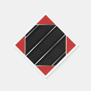 Trendy Silver Geometric Pattern Schwarz Stilvolle  Serviette