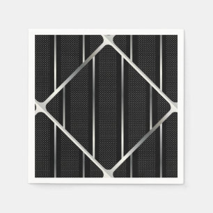 Trendy Silver Geometric Pattern Schwarz Stilvolle  Serviette