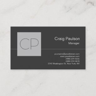 Trendy Silver Gray Chic Monogram Business Card Visitenkarte