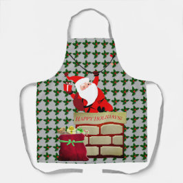 Trendy Silver Santa Claus Happy Holidays Schürze