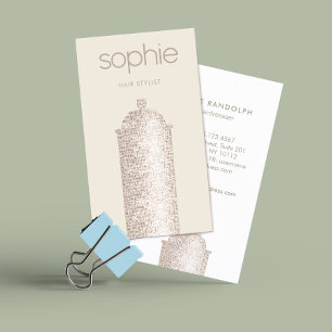 Trendy Silver Sequin Hair Stylist Spray Can Salon Visitenkarte