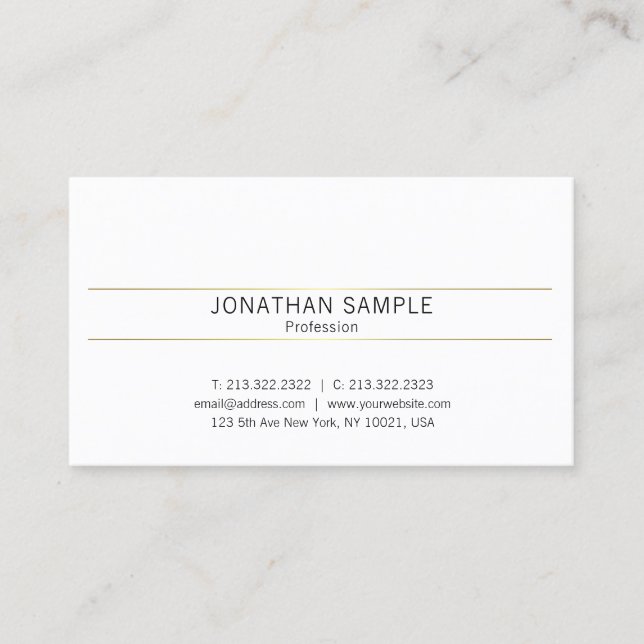 Trendy Simple Graphic Design Gold White Schlicht Visitenkarte (Vorderseite)