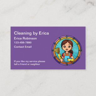 Trendy Simple House Cleaning Maid Business Cards Visitenkarte