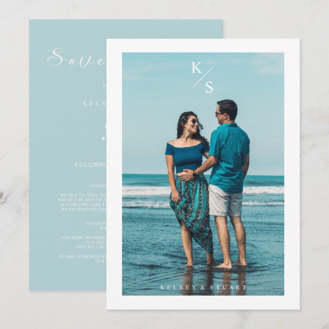 Trendy Simple Modern Custom Photo Couple Wedding (Vorne/Hinten)