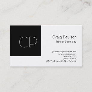 Trendy Simple Schwarz-weiß Monogram Business Card Visitenkarte
