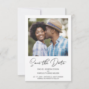 Trendy Simple Typografy Foto Instant Verlobung Save The Date