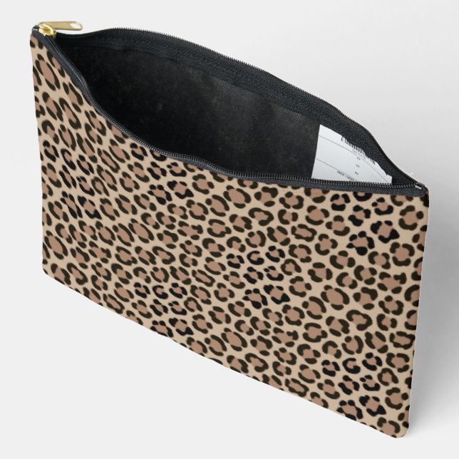 Trendy Simulated Fur Effect Leopard Druckmuster Zubehörtasche (Offen)