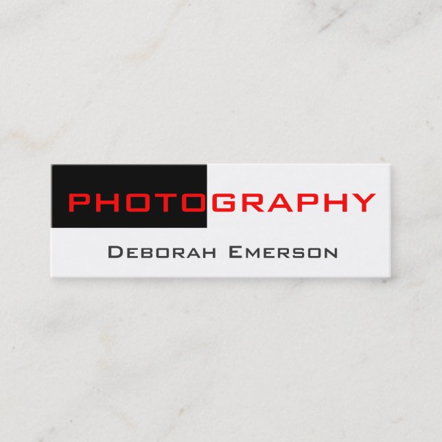 Trendy Skinny White Black Red Business Card Mini Visitenkarte (Vorderseite)