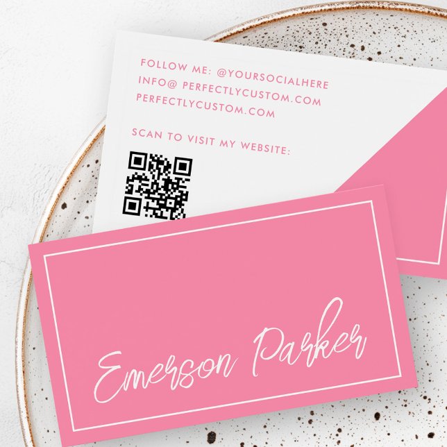 Trendy-Skript beeinflussen Blogger rosa Visitenkar (Trendy script influencer blogger pink profile card)