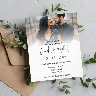 trendy Skript verblasst Foto Hochzeit Einladung Flyer
