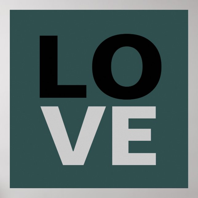 Trendy Slate Gray Background Liebe Wedding Poster (Vorne)