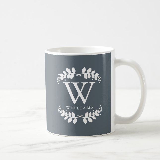 Trendy Slate Gray Mit Monogramm Tasse (Rechts)