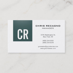 Trendy Slate Gray White Monogram Business Card Visitenkarte