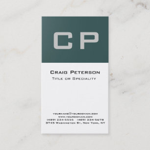 Trendy Slate Gray White Monogram Business Card Visitenkarte