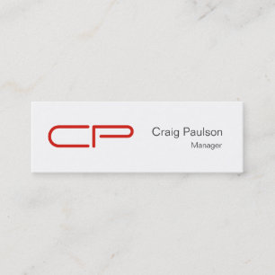 Trendy Slim Black White Monogram Business Card Mini Visitenkarte