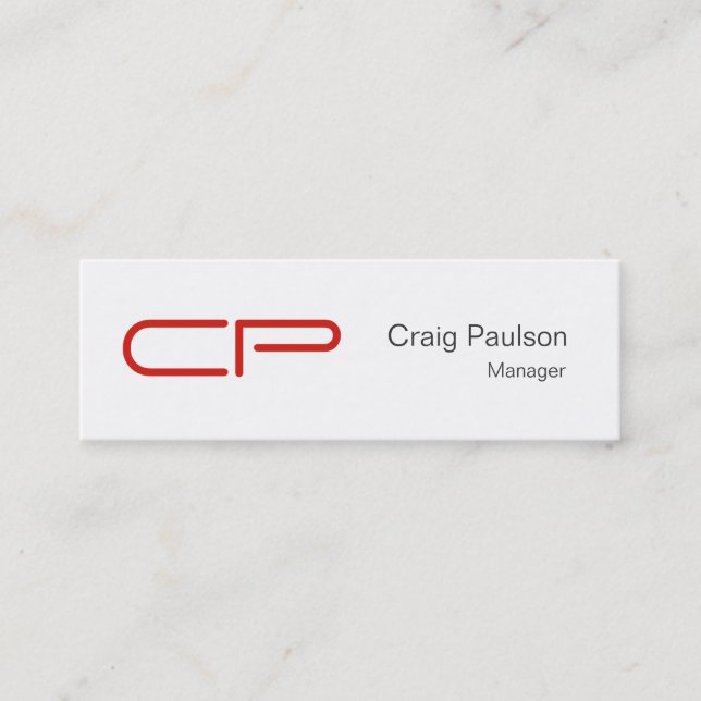 Trendy Slim Black White Monogram Business Card Mini Visitenkarte (Vorderseite)