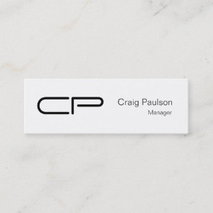 Trendy Slim Schwarz-weiß Monogram Business Card Mini Visitenkarte