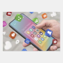 Trendy Social Media Design Geschenkpapier Set