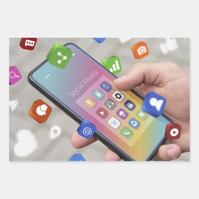 Trendy Social Media Design Geschenkpapier Set (Vorderseite)