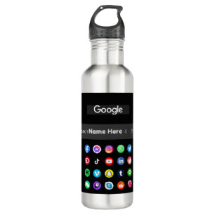 Trendy Social Media Icons Google Search Bar Black Edelstahlflasche