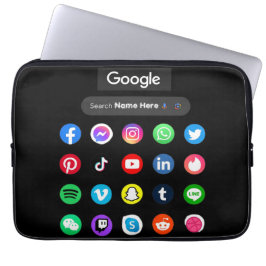 Trendy Social Media Icons Google Search Bar Black Laptopschutzhülle