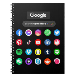 Trendy Social Media Icons Google Search Bar Black Notizblock