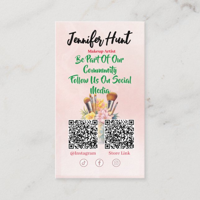 Trendy Social Media Style QR-Code Visitenkarte (Vorderseite)