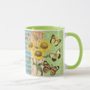 Trendy Sonnenblume- und Schmetterlings-Tasse Tasse