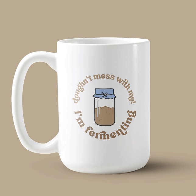 Trendy Sourdough Starter Brot Baker Puff Funny Kaffeetasse (Funny sourdough baker porcelain mug with cute sourdough starter jar illustration)