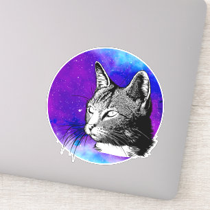 Trendy Space Nebula Cat Aufkleber